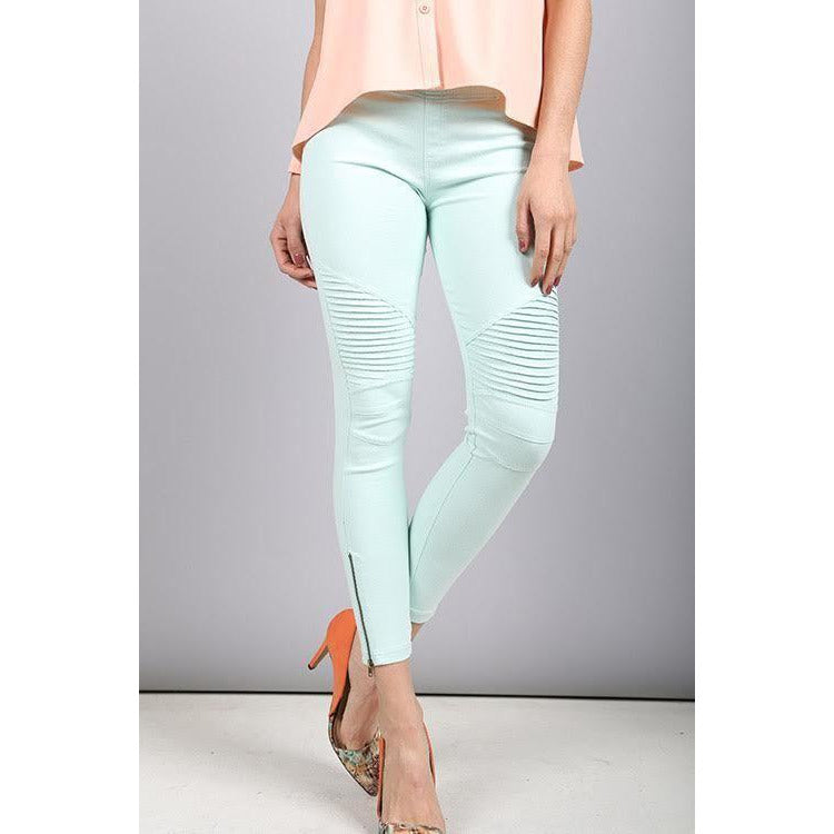 Bike Ankle Zipper Leggings Pants Raw Moda Pants Raw Moda Large Turquoise
