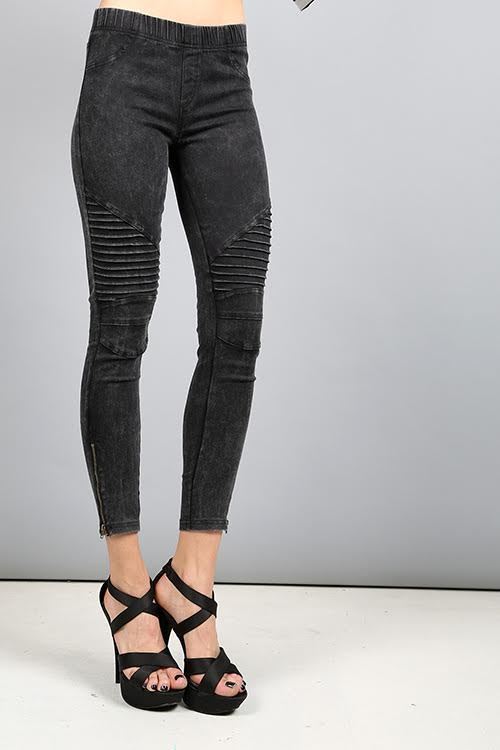Bike Ankle Zipper Leggings Pants Raw Moda Pants Raw Moda Small Black