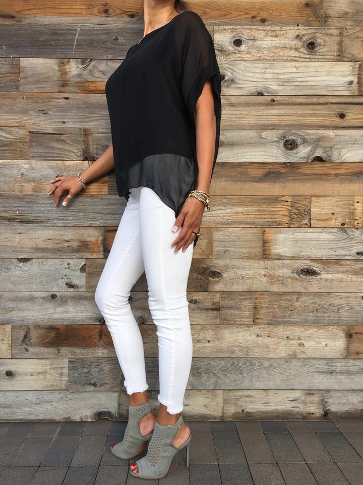 Italian Solid Silky Top Raw Moda Top Raw Moda