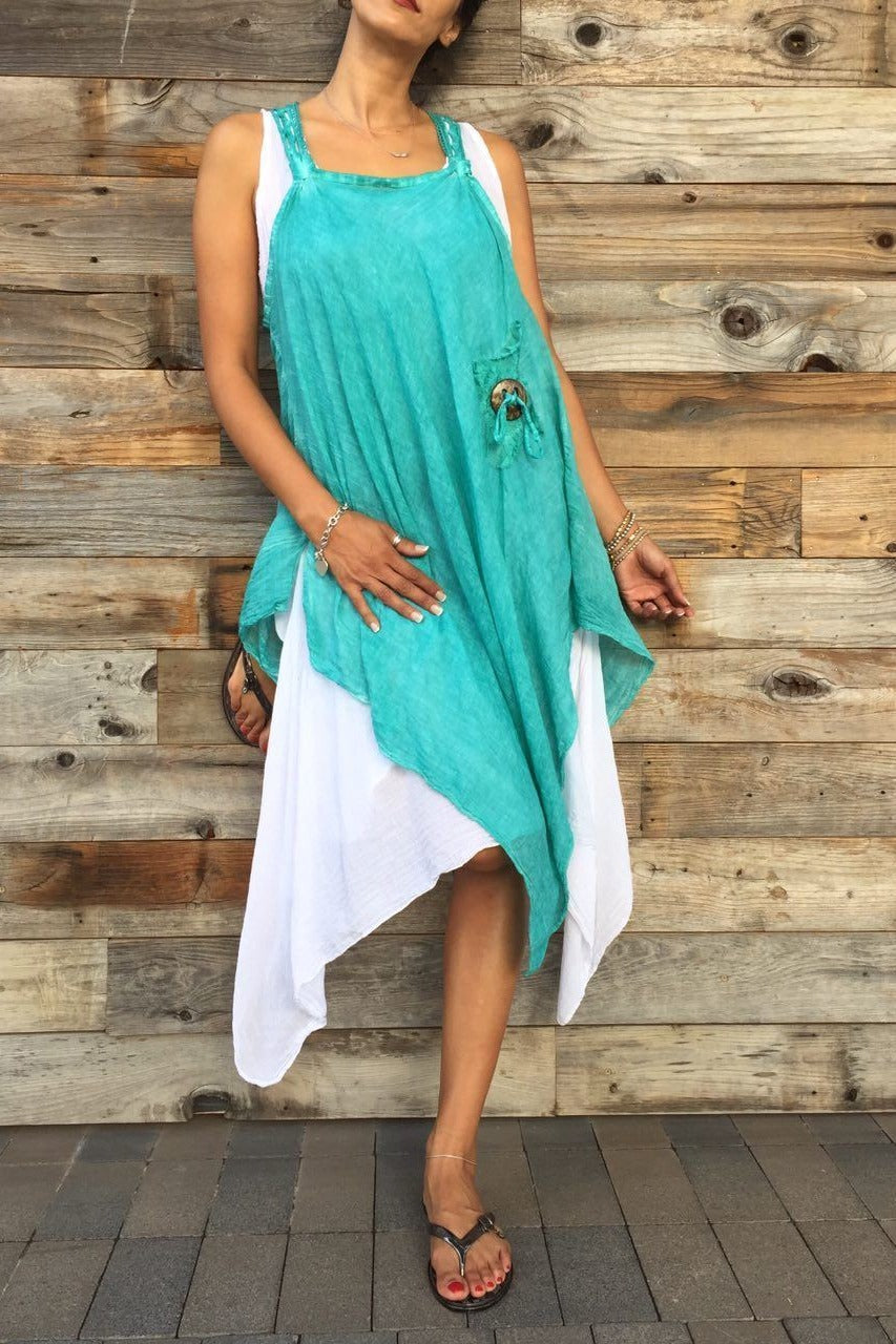Italian Two Pieces Long Cotton Raw Moda Dress Dress Raw Moda