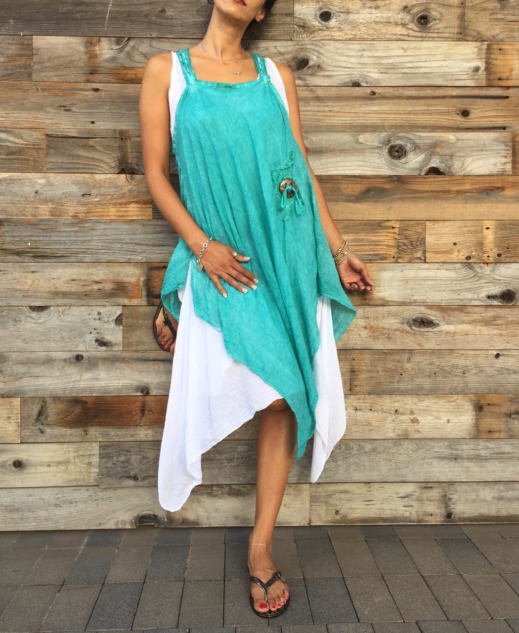 Italian Two Pieces Long Cotton Raw Moda Dress Dress Raw Moda