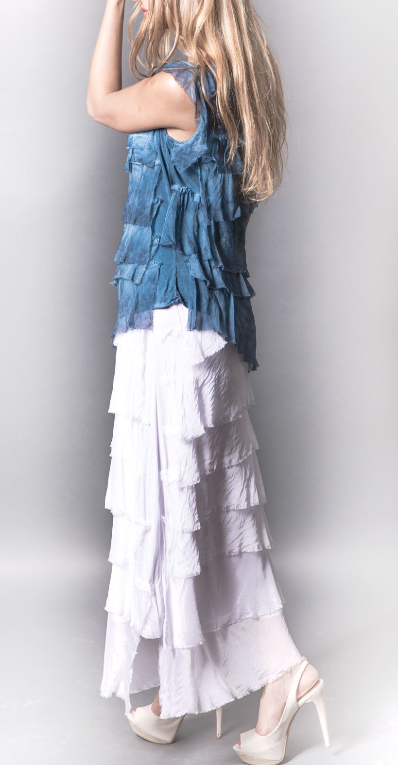 Layered Italian Raw Moda Maxi Skirt Bottom Raw Moda