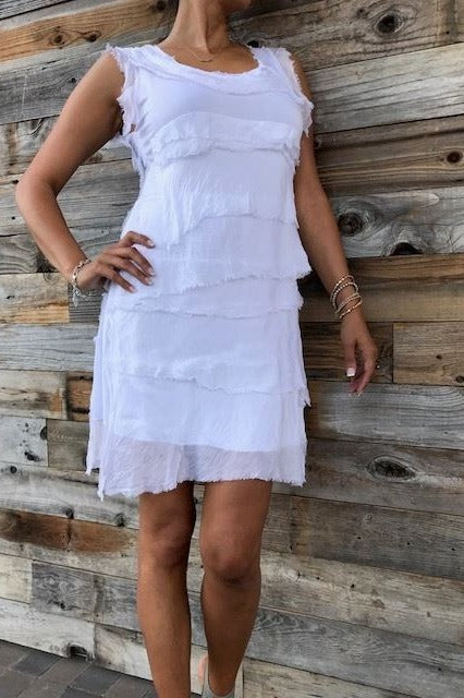 Sleeveless Raw Moda Ruffle Silky Dress Dress Raw Moda