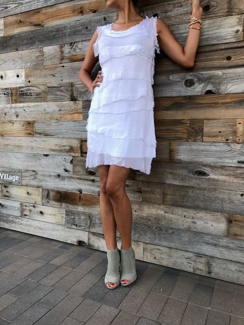 Sleeveless Raw Moda Ruffle Silky Dress Dress Raw Moda One Size White