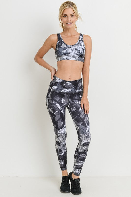 Raw Moda Monochrome Kaleidoscope Camo Print Full Leggings Leggings Raw Moda Small