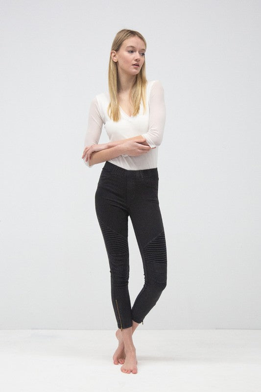 Bike Ankle Zipper Leggings Pants Raw Moda Pants Raw Moda
