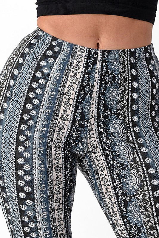 Raw Moda Blue Tear Print Bellbottom Pants Bottom Raw Moda
