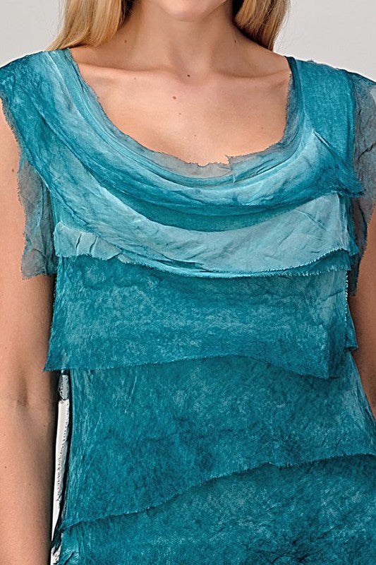 Sleeveless Raw Moda Ruffle Silky Dress Dress Raw Moda