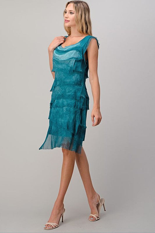 Sleeveless Raw Moda Ruffle Silky Dress Dress Raw Moda