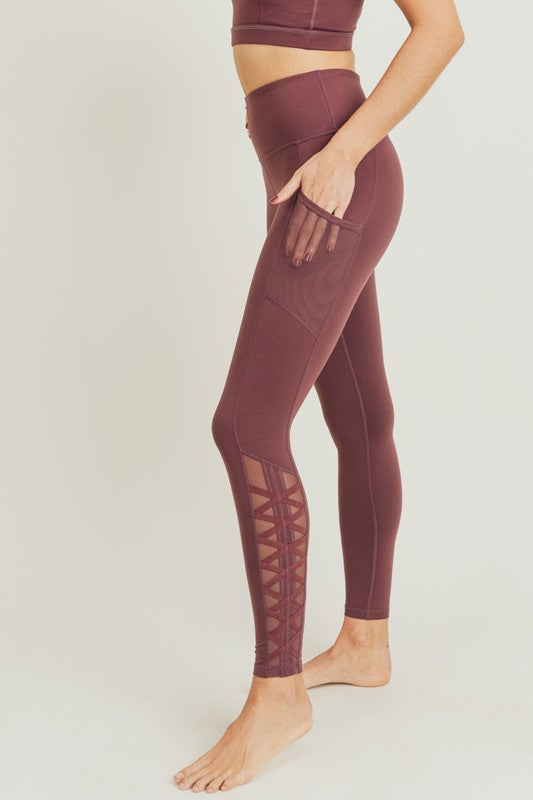 Hybrid Mesh Lattice Straps Full Pocket Leggings Leggings Raw Moda