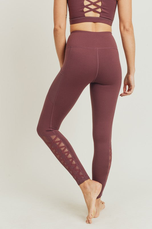 Hybrid Mesh Lattice Straps Full Pocket Leggings Leggings Raw Moda