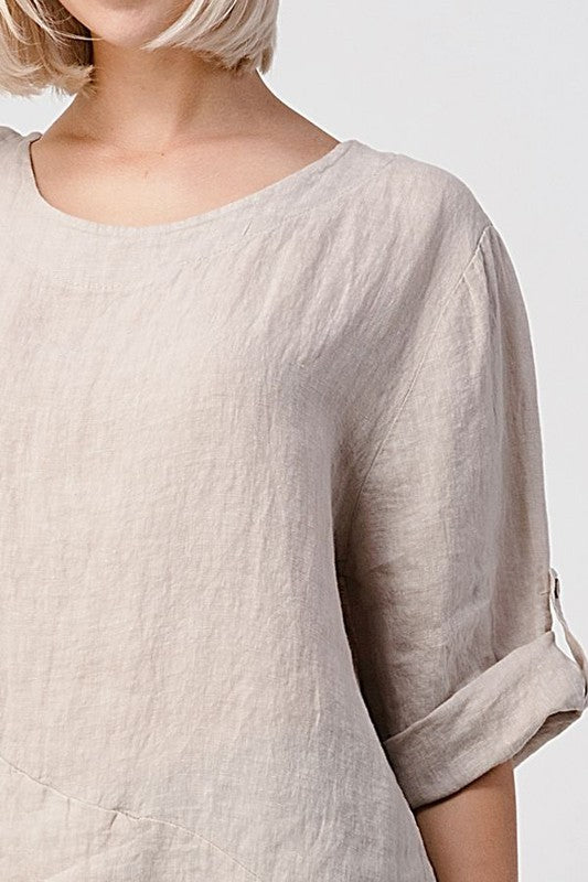 Raw Moda Single Pocket Linen Tunic Top Raw Moda