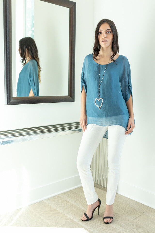Open Heart Silver Necklace Hand Made Necklace Raw Moda
