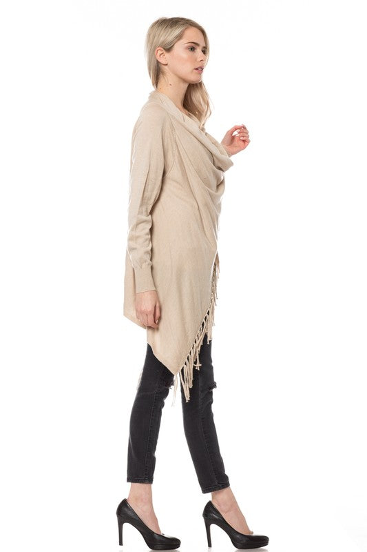Cardigan Vest Sweater With Fringe Raw Moda Top Raw Moda