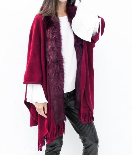 Raw Moda Fur Cape Pancho Top Raw Moda