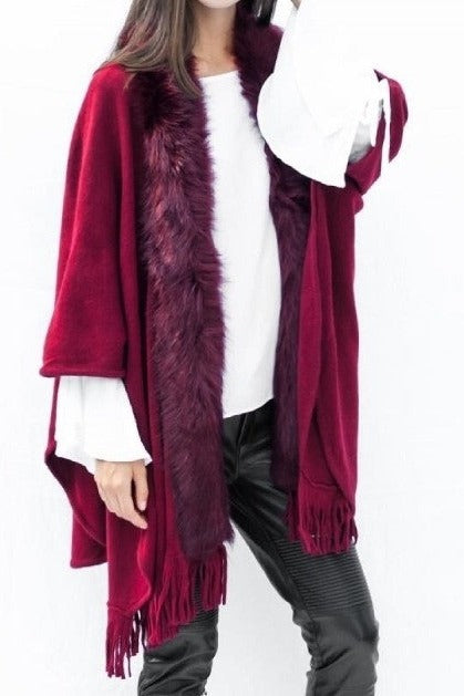 Raw Moda Fur Cape Pancho Top Raw Moda