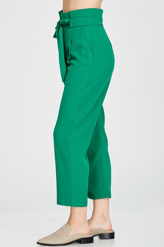 Raw Moda High Waist Solid Tie Belt Pants Bottom Raw Moda