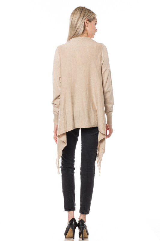 Cardigan Vest Sweater With Fringe Raw Moda Top Raw Moda