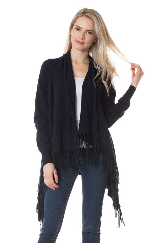 Cardigan Vest Sweater With Fringe Raw Moda Top Raw Moda