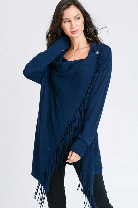 Cardigan Vest Sweater With Fringe Raw Moda Top Raw Moda