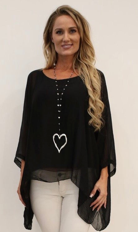 Open Heart Silver Necklace Hand Made Necklace Raw Moda