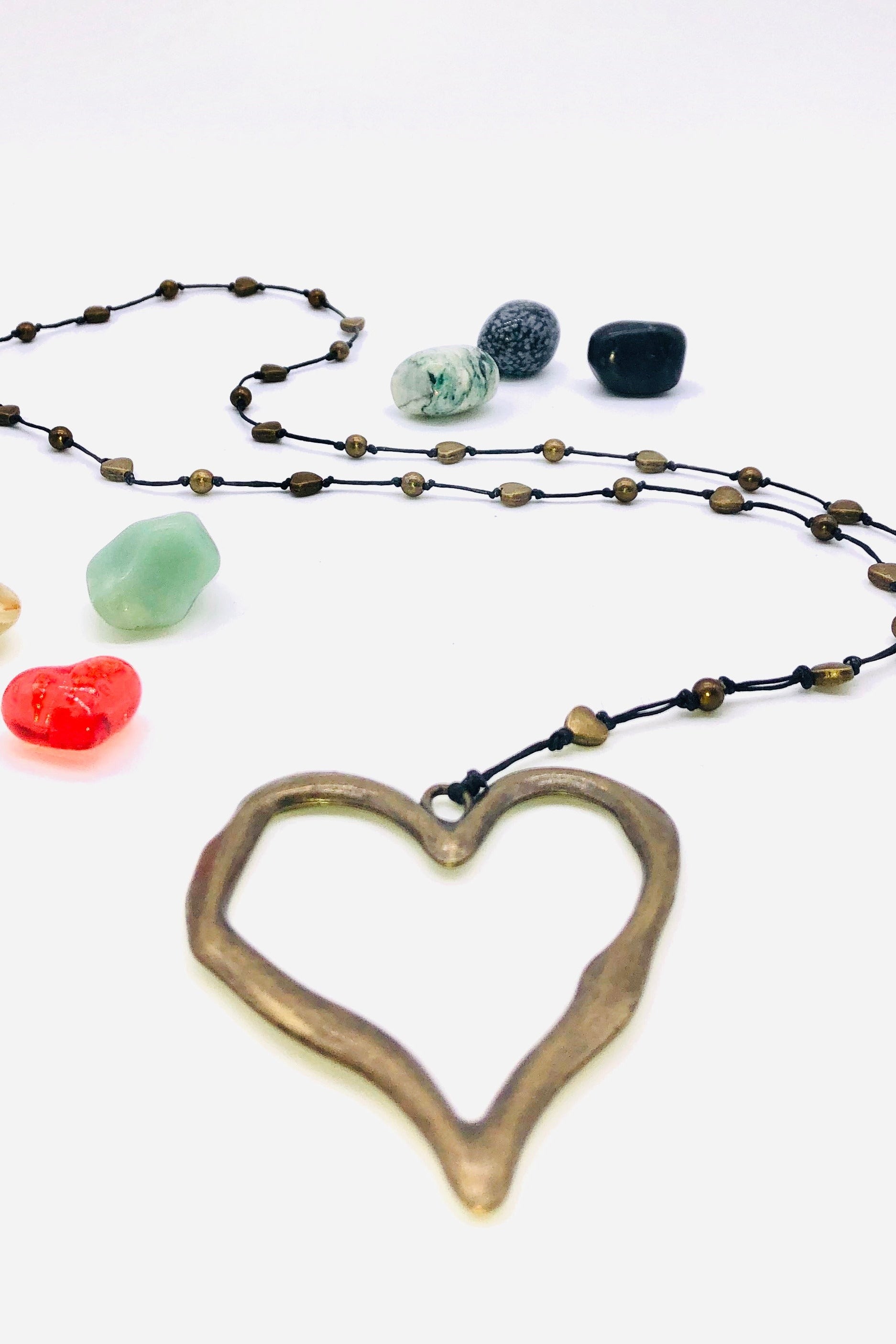 Open Heart Silver Necklace Hand Made Necklace Raw Moda