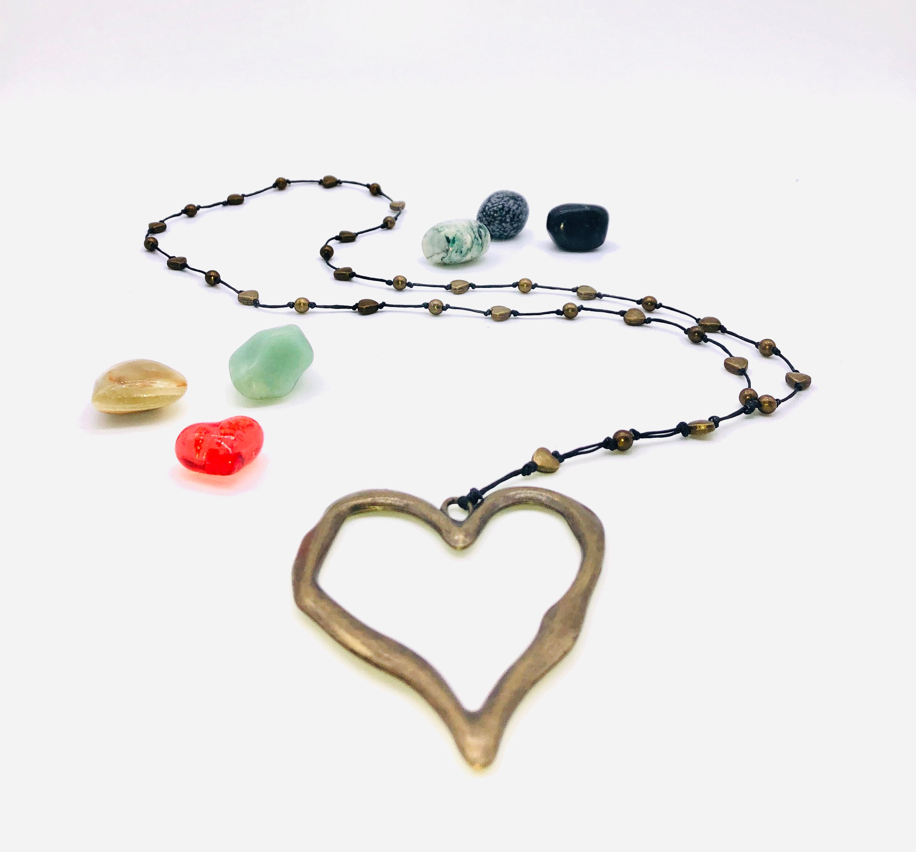 Open Heart Silver Necklace Hand Made Necklace Raw Moda