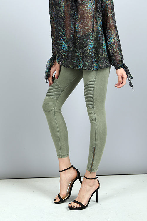 Bike Ankle Zipper Leggings Pants Raw Moda Pants Raw Moda