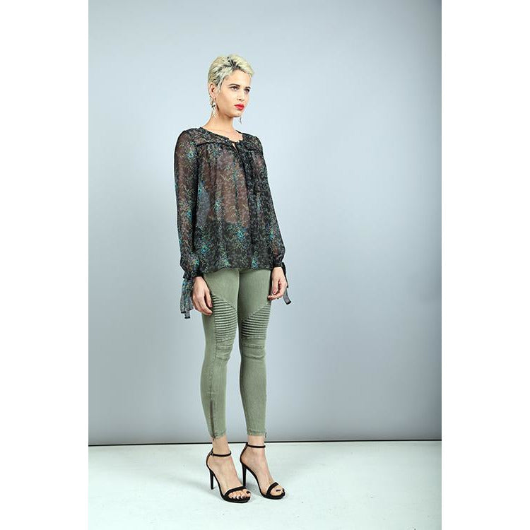 Bike Ankle Zipper Leggings Pants Raw Moda Pants Raw Moda Small Olive
