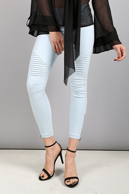 Bike Ankle Zipper Leggings Pants Raw Moda Pants Raw Moda