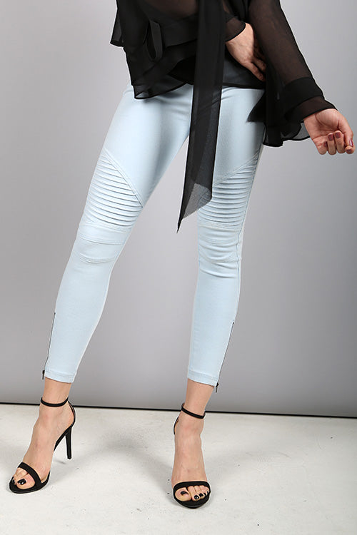 Bike Ankle Zipper Leggings Pants Raw Moda Pants Raw Moda
