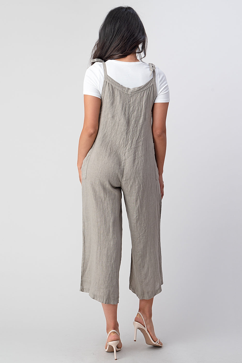 Raw Moda Sides Adjustable Linen Romper Dress Raw Moda