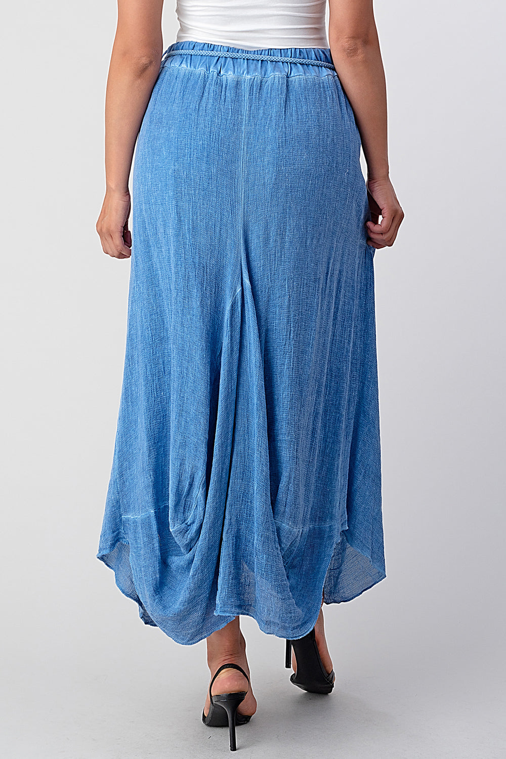 Italian Linen Button Pockets Skirt Skirt Raw Moda