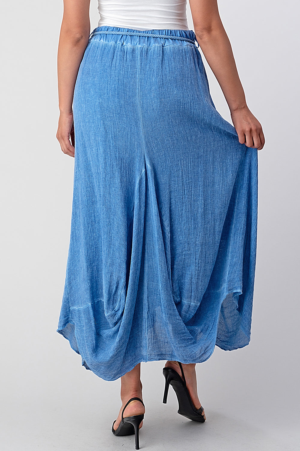 Italian Linen Button Pockets Skirt Skirt Raw Moda