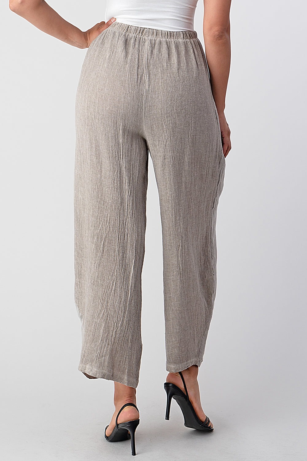 Straight Cotton Linen Pants With Pockets Bottom Raw Moda