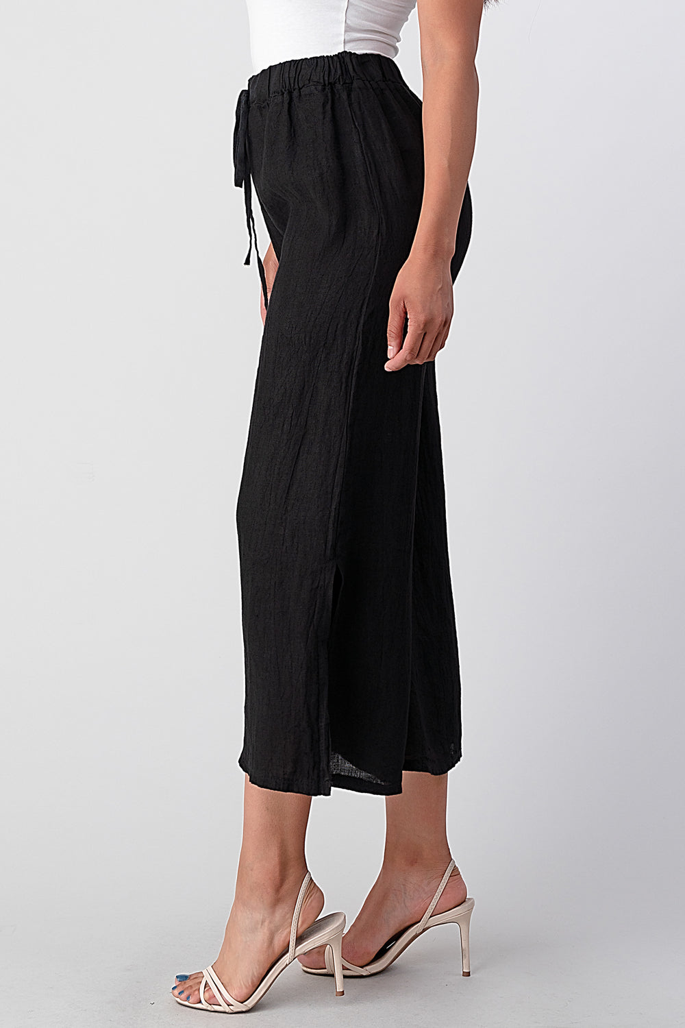Italian Linen Tie Bottom Pants Pants Raw Moda