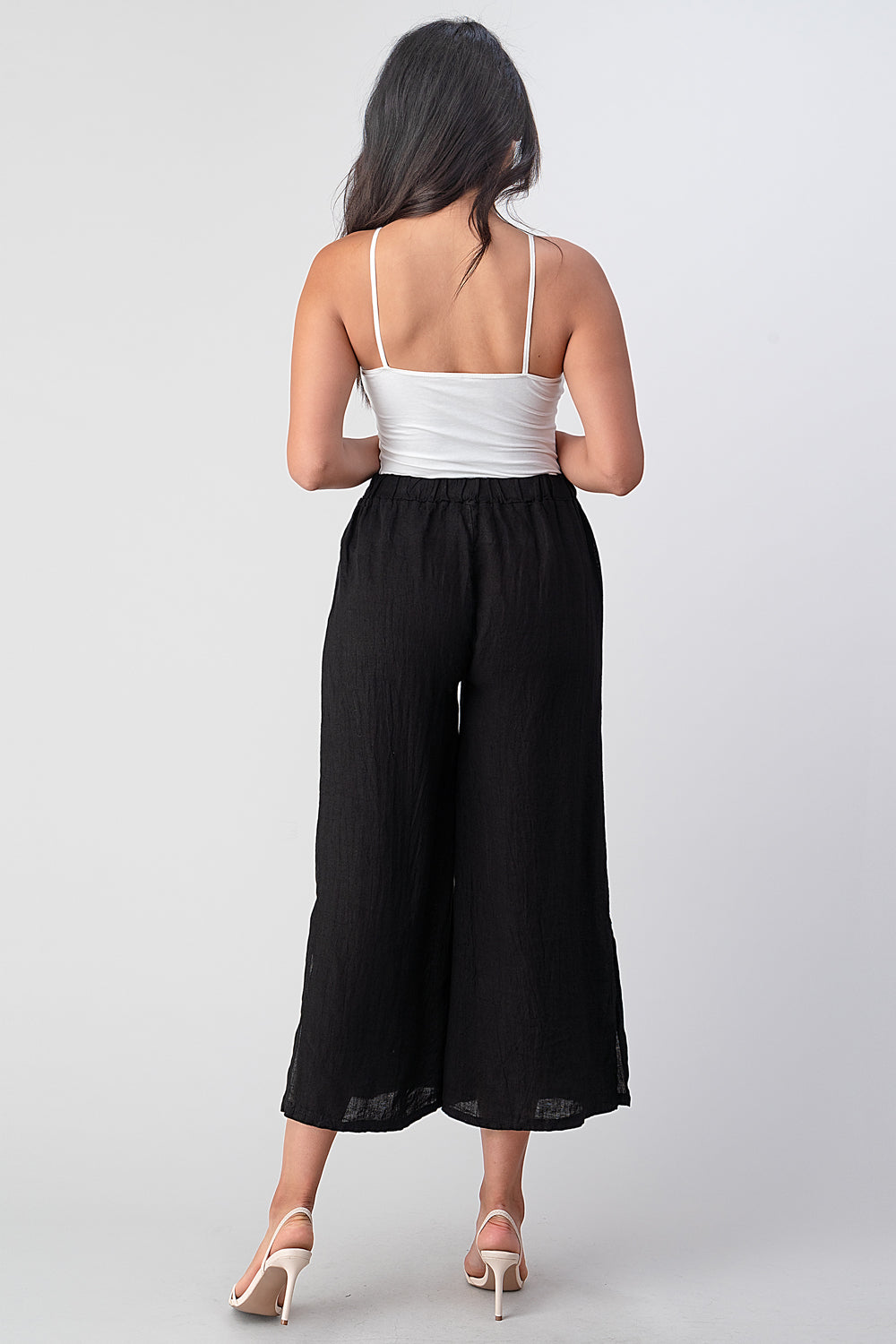Italian Linen Tie Bottom Pants Pants Raw Moda
