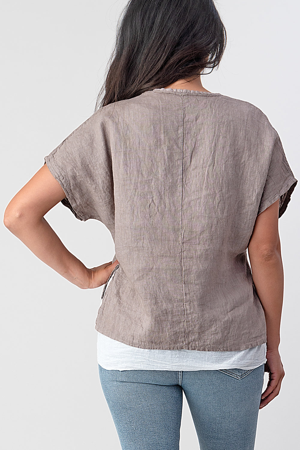 Raw Moda Asymmetrical Two Piece Linen Top Top Raw Moda