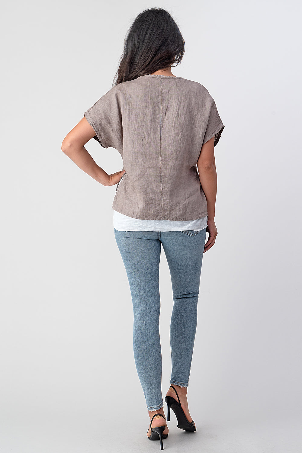 Raw Moda Asymmetrical Two Piece Linen Top Top Raw Moda