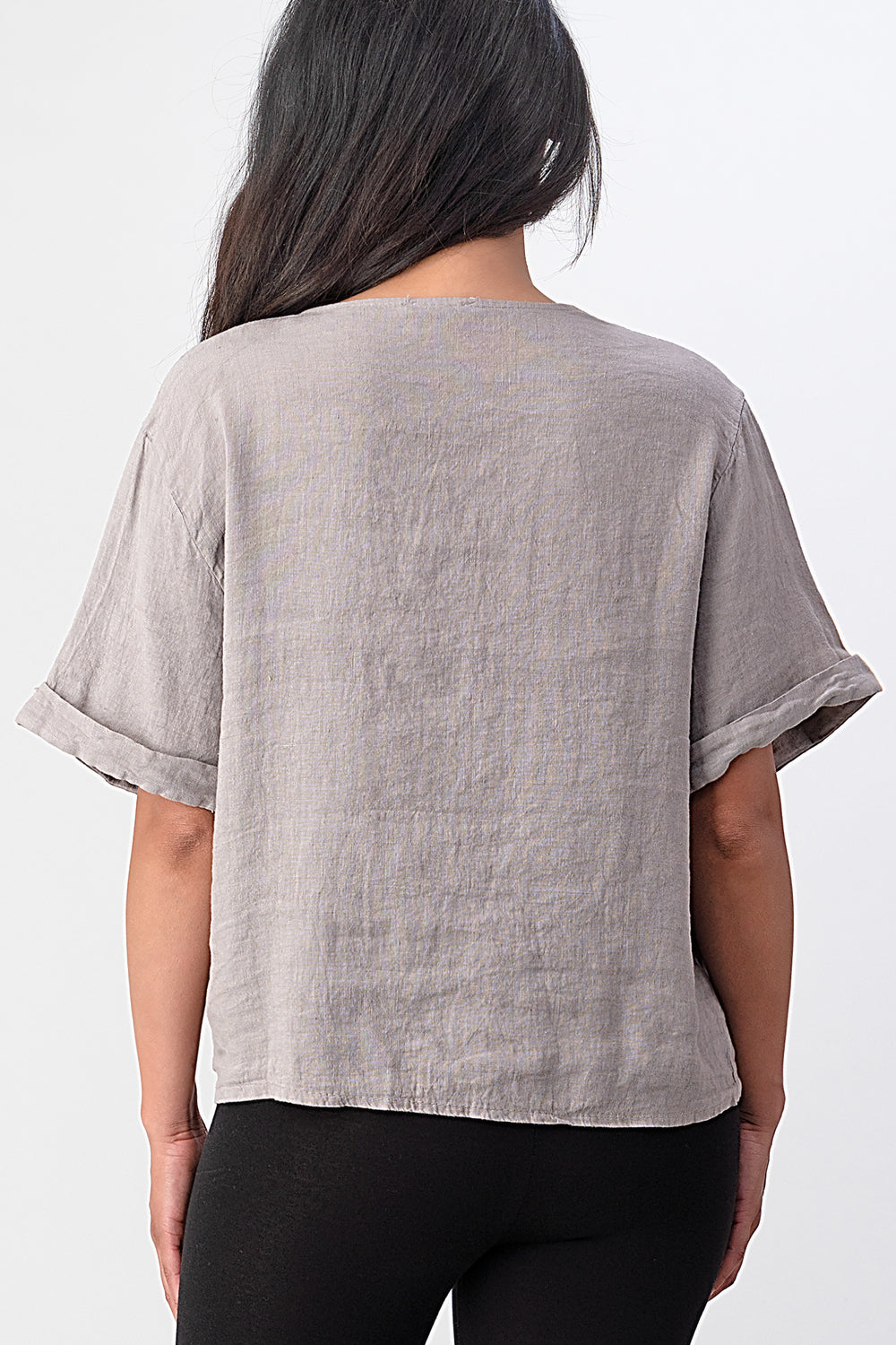 Raw Moda Italian Tie Front Linen Top Top Raw Moda