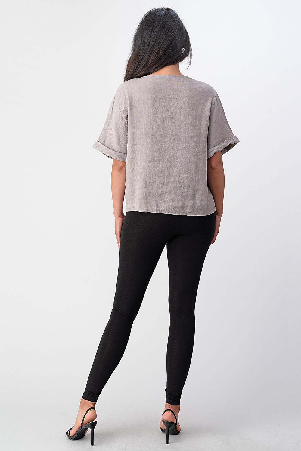 Raw Moda Italian Tie Front Linen Top Top Raw Moda