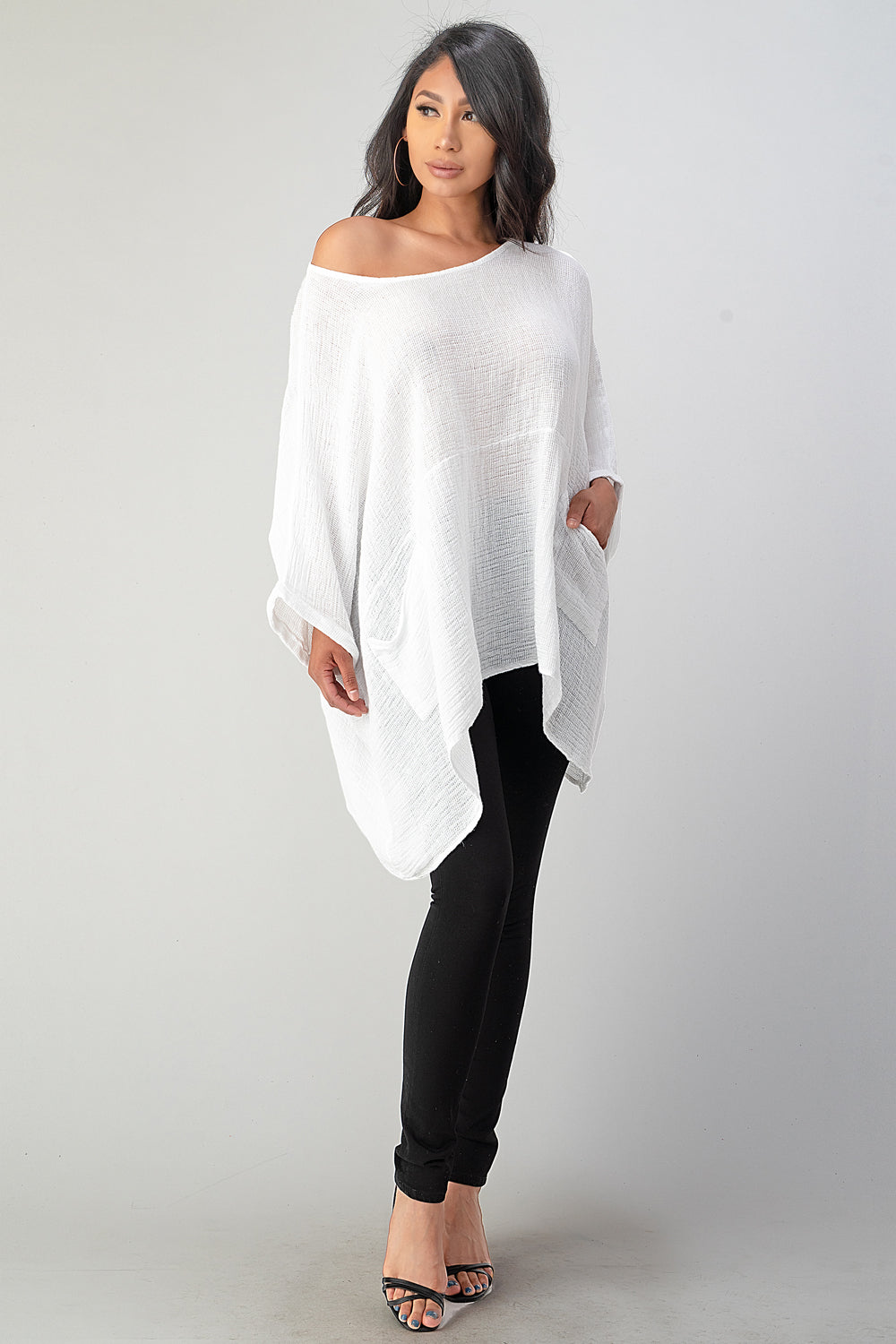 Big Cut Glora Linen Tunic With Front Pockets Top Raw Moda