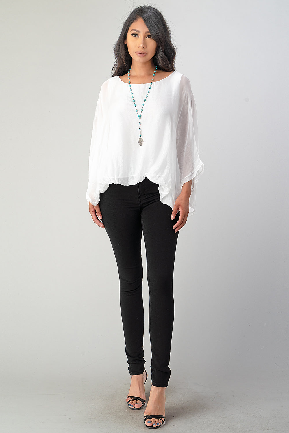 Raw Moda Emilia Silk Italian Elastic Top Top Raw Moda