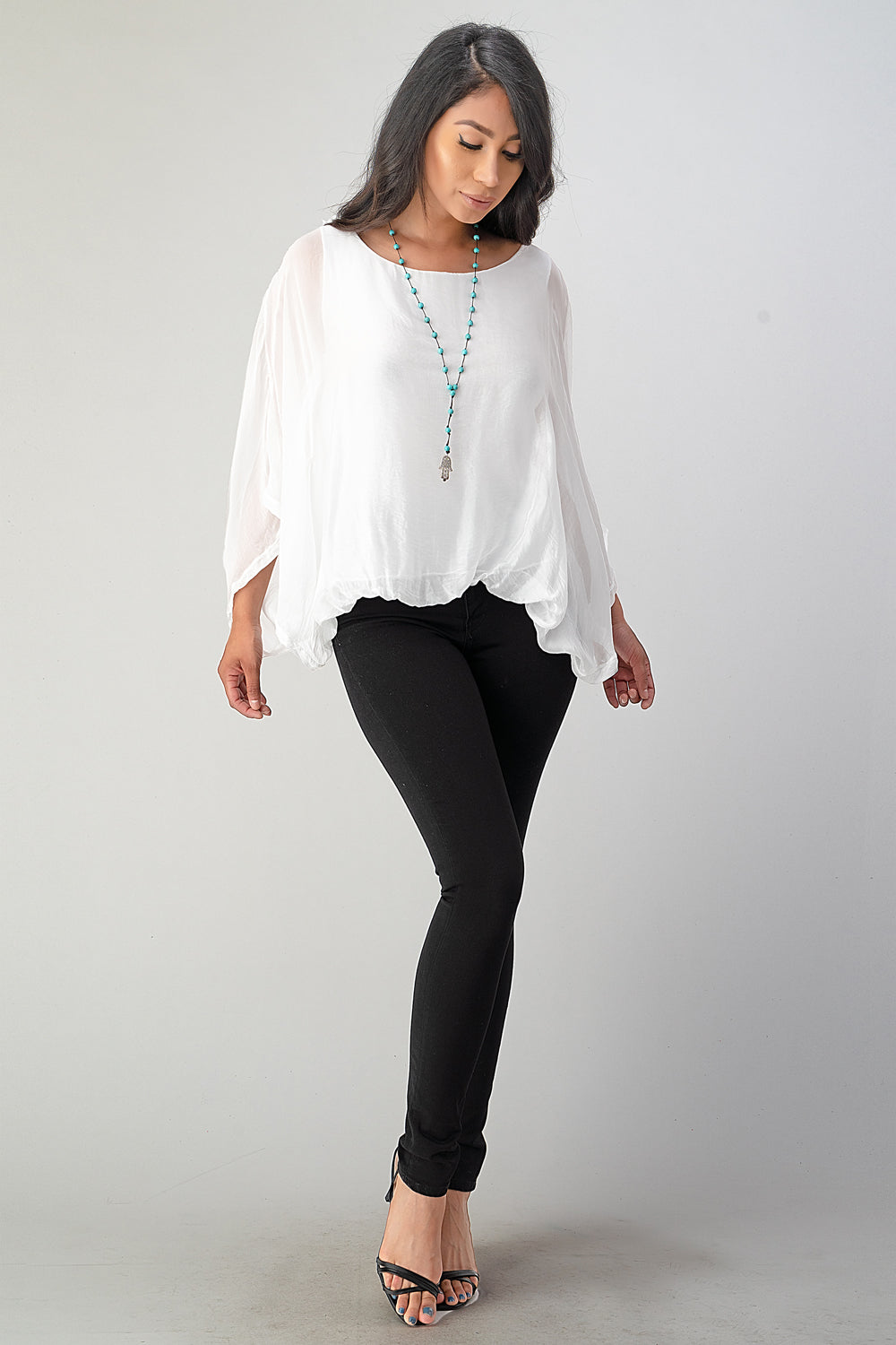 Raw Moda Emilia Silk Italian Elastic Top Top Raw Moda