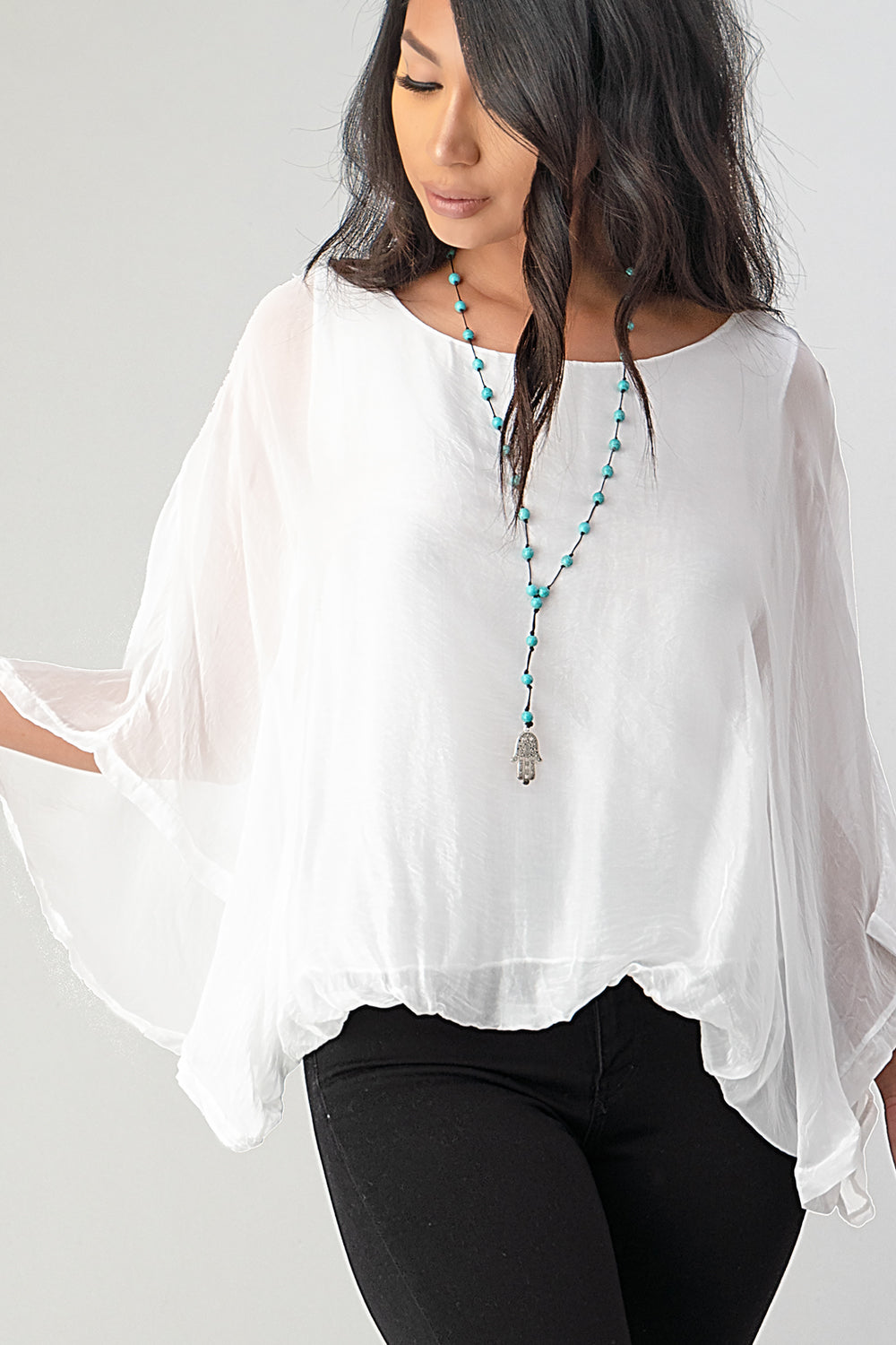 Raw Moda Emilia Silk Italian Elastic Top Top Raw Moda