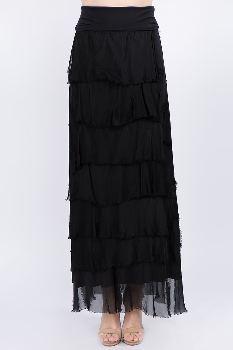 Layered Italian Raw Moda Maxi Skirt Bottom Raw Moda