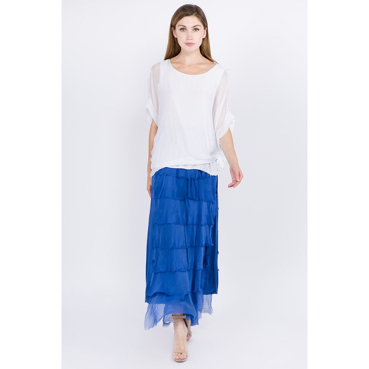 Layered Italian Raw Moda Maxi Skirt Bottom Raw Moda