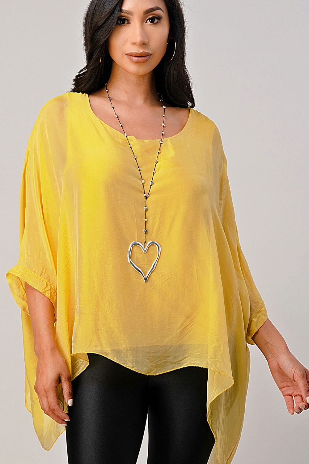 Italian Plain Silky Raw Moda Top Waterfall Sides Top Raw Moda