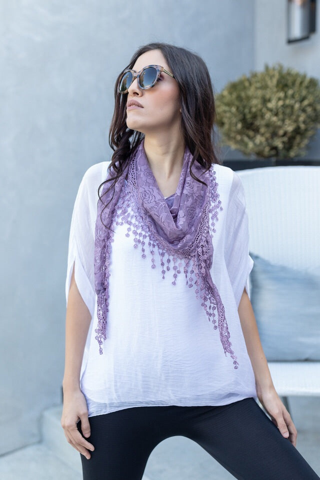 Italian Solid Silky Top Raw Moda Top Raw Moda One Size White