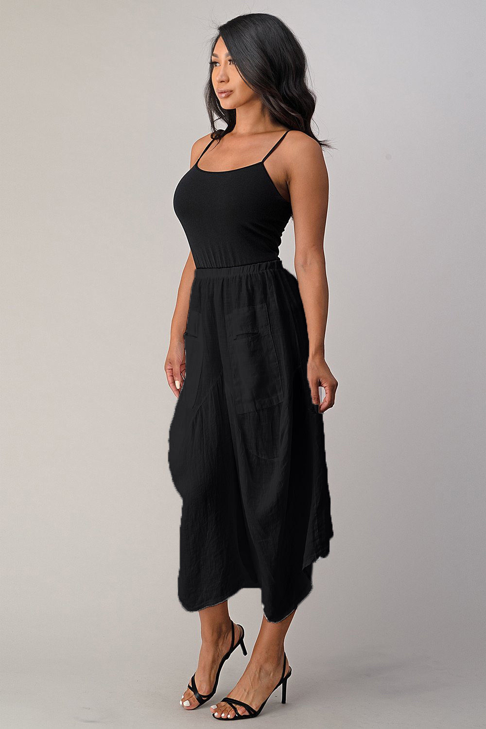 Raw Moda Italian Linen Pants Skirt Bottom Raw Moda One Size Black
